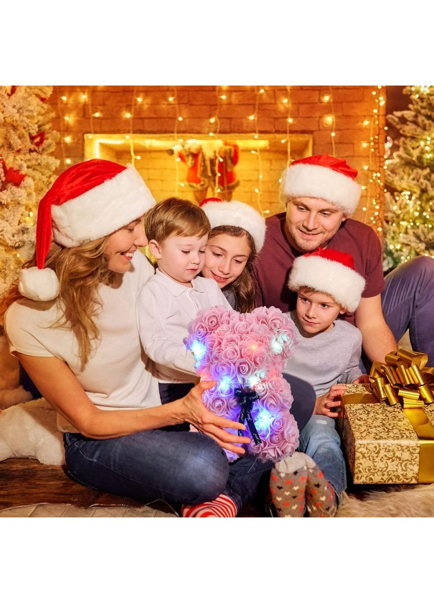 Подарочный 3D-мишка Teddy Flower из декоративных роз с яркой подсветкой 25 см (2104618745) No Brand (367056675)