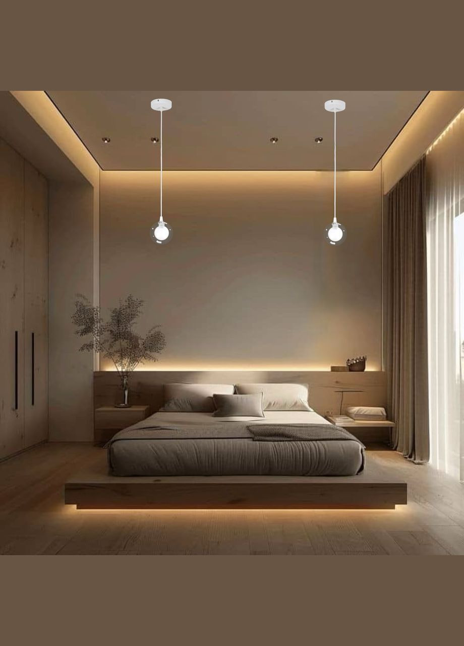 Підвіс зі скляною 10см кулею (61-P100F-1 WH+CLWH) No Brand (370070422)