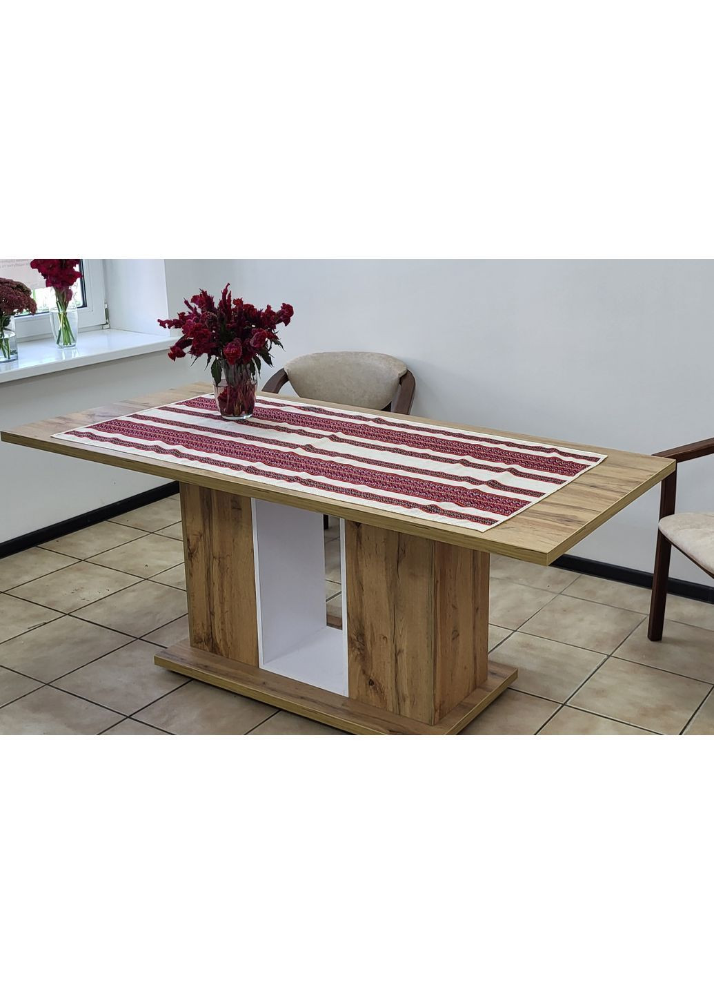 Тканая льняная скатерть-ранер с кружевом "Красочная осенняя" 700*1450 No Brand (363132903)