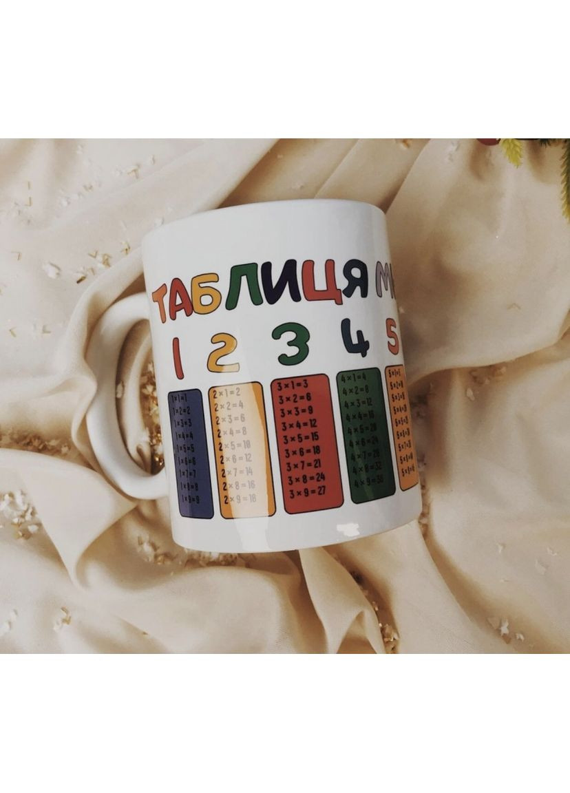 Кружка Таблица Умножение 330 мл белая керамическая кружка для школьников и студентов подарок для учителей ProDobro (365440915)