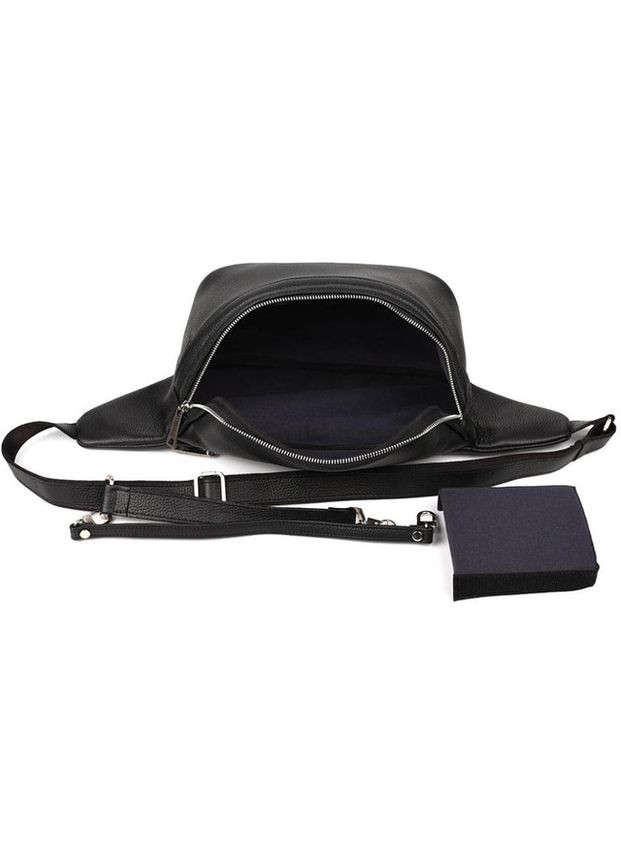 Чоловіча шкіряна сумка на пояс через плече для телефону та документів середня Чорний 38632 TARWA (352165911)