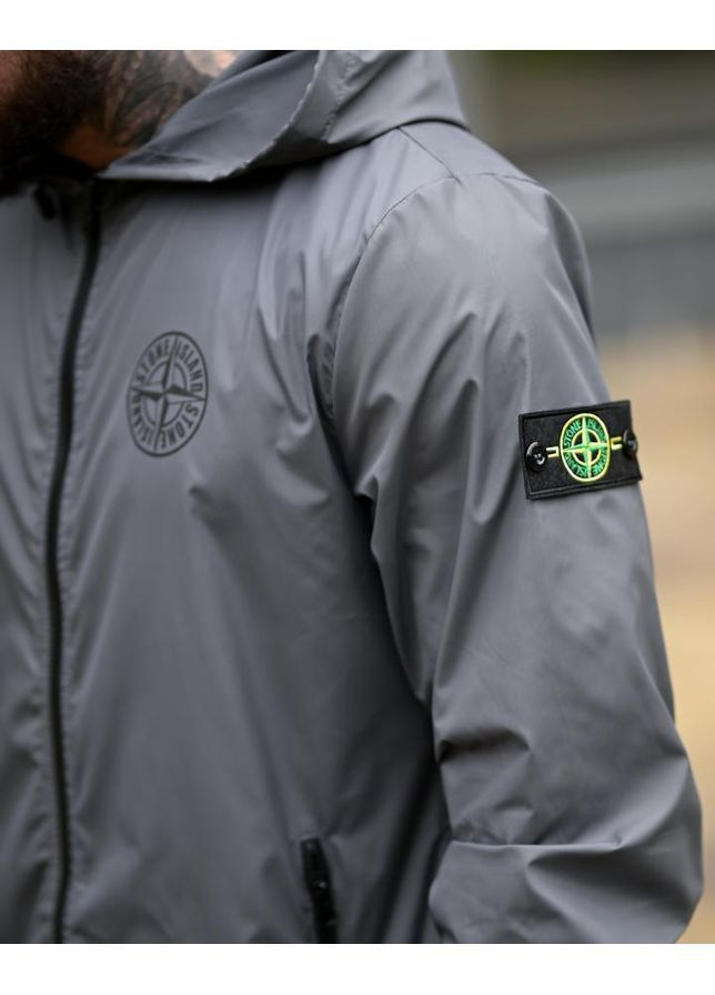 Серая демисезонная ветровка карман stone island grey No Brand