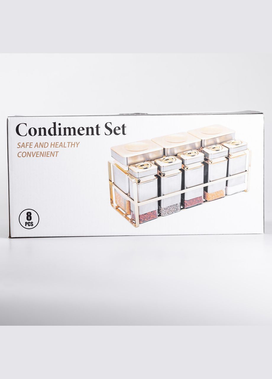 Набір ємностей для зберігання 8 штук по 650/150 мл на металевій підставці, сірий Yiwu (325686407)