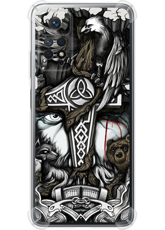 Силикон с усиленными углами чехол 'Тату Викинг' для Endorphone Xiaomi Redmi Note 11 Pro (259403994)