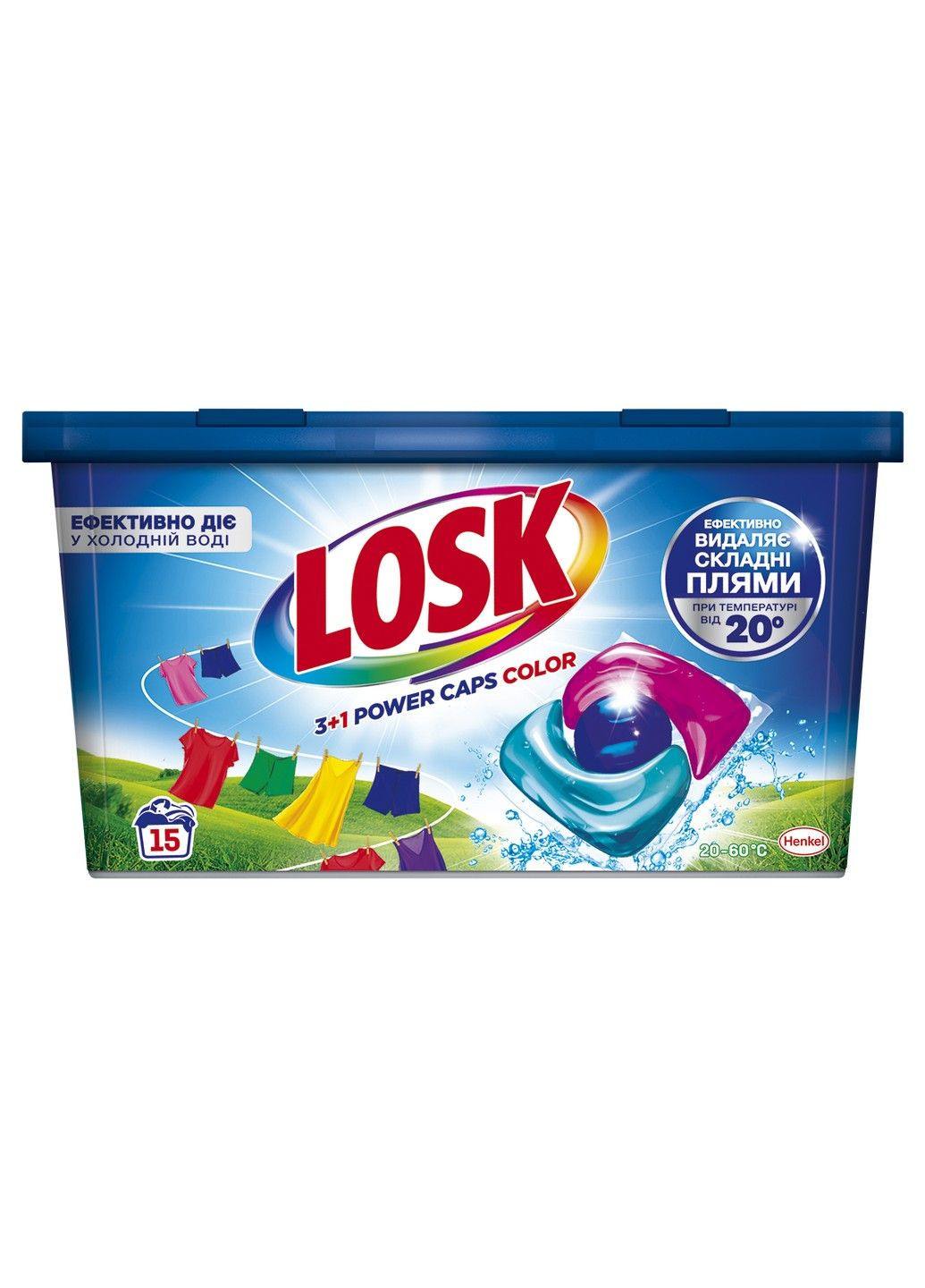 Капсули для прання 3+1 Power Caps Color 15 шт Losk (293343679)