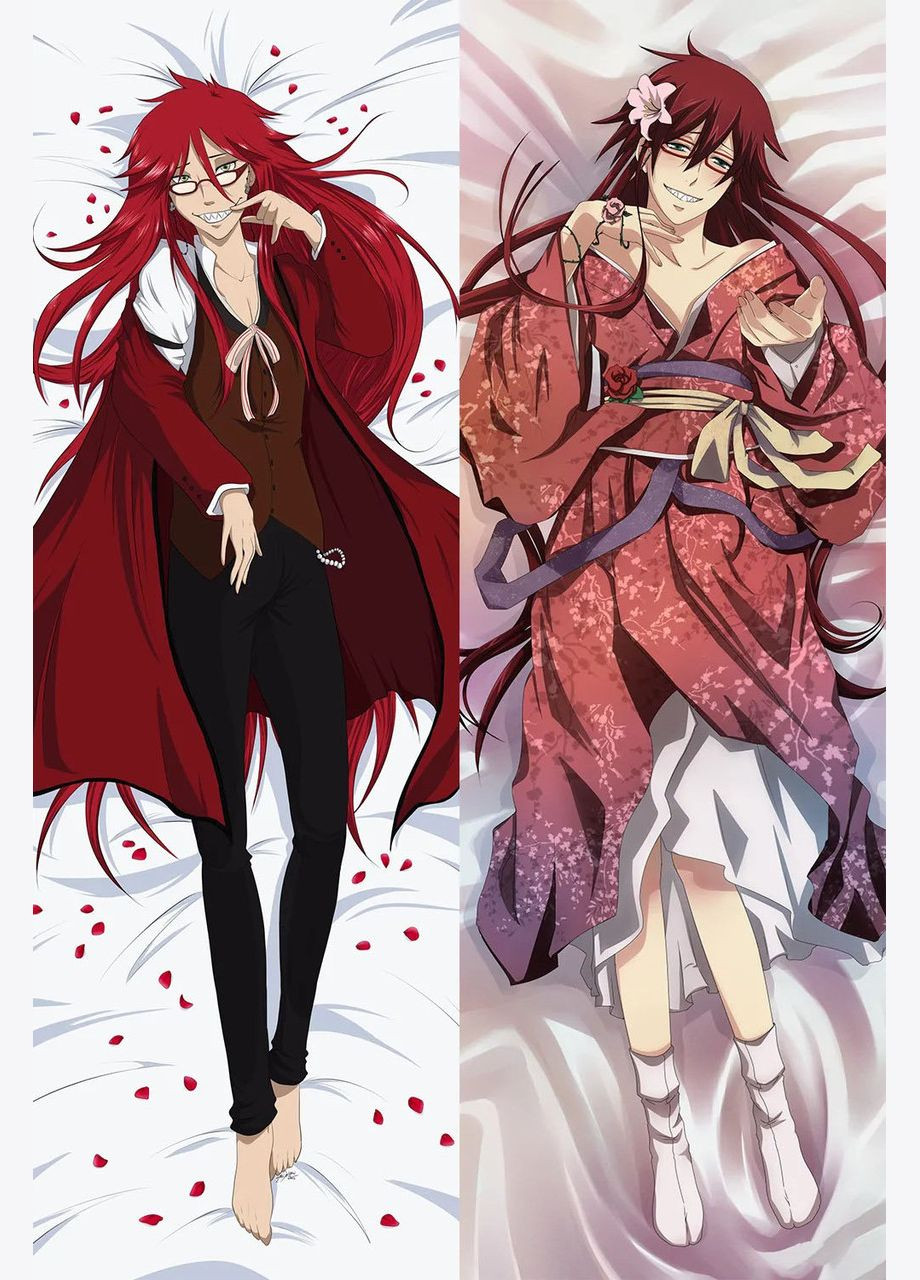 Подушка дакимакура двухсторонняя Grell Sutcliff - Black Butler 100см No Brand (327842900)