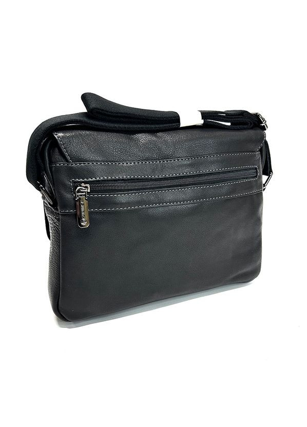 Чорна шкіряна чоловіча прямокутна сумка портфель папка через плече для документів а4 No Brand (316715408)