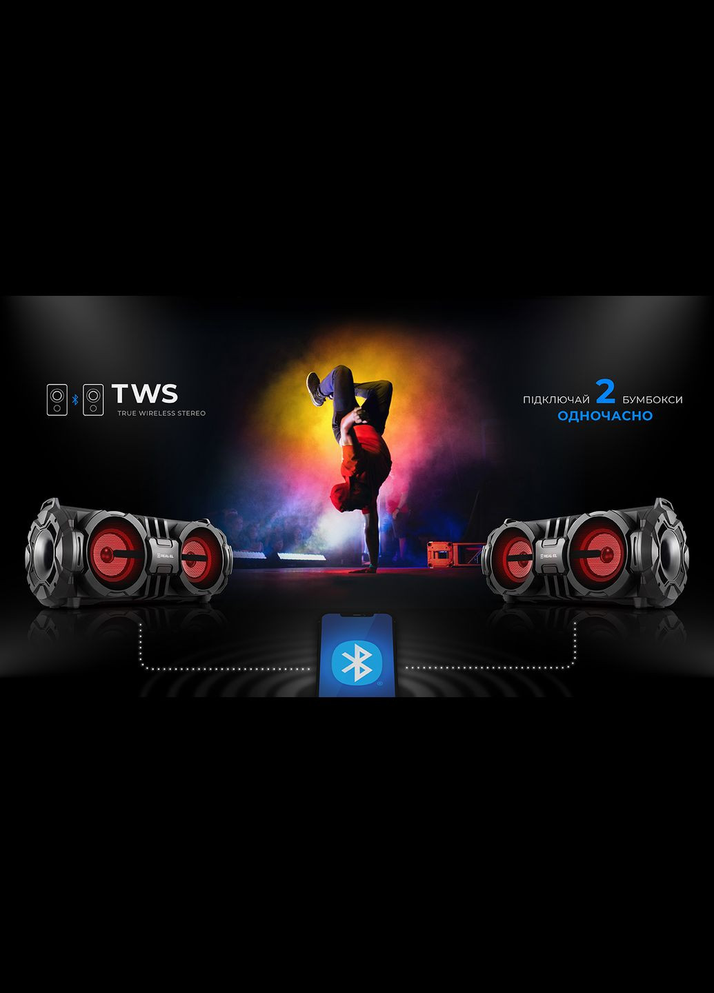 Колонка X-737 Black (28Вт,Bluetooth,USB,microSD,AUX,4000mA) Real-El (333824407)