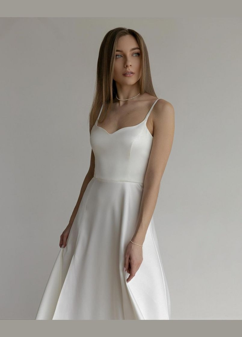 Білий вечірня плаття а-силует, з спідницею-сонце Vintage однотонна