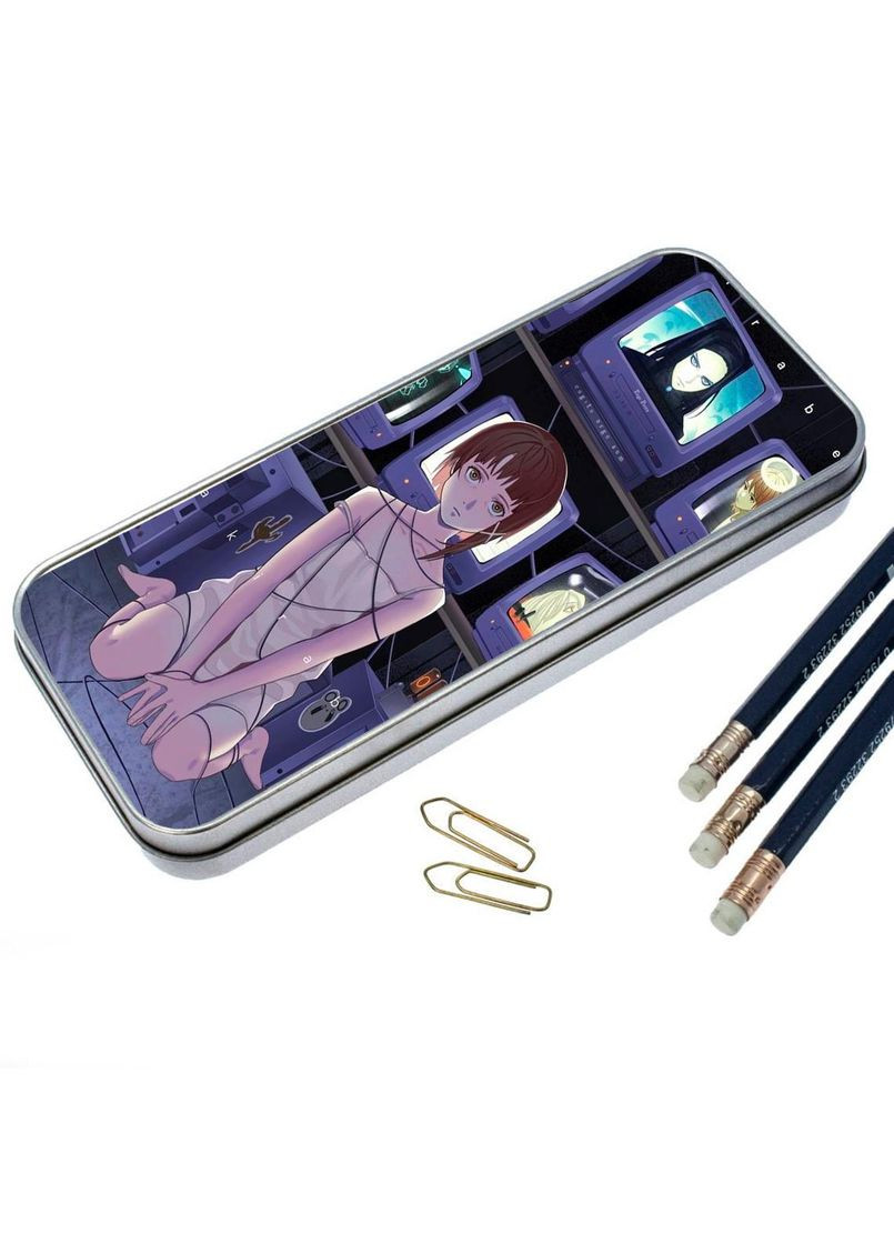 Органайзер для канцелярских принадлежностей металлический, кейс для мелочей Аниме Эксперименты Лейн #006 7*18 см Silver No Brand (309157324)