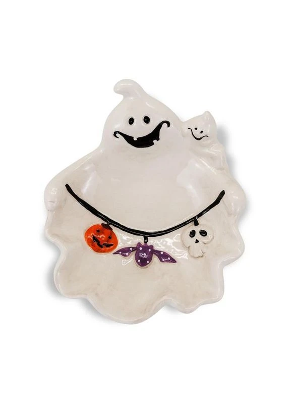 Тарілка кераміка Привид Halloween білий 9,5х17,2х20см Home Decor (362267128)