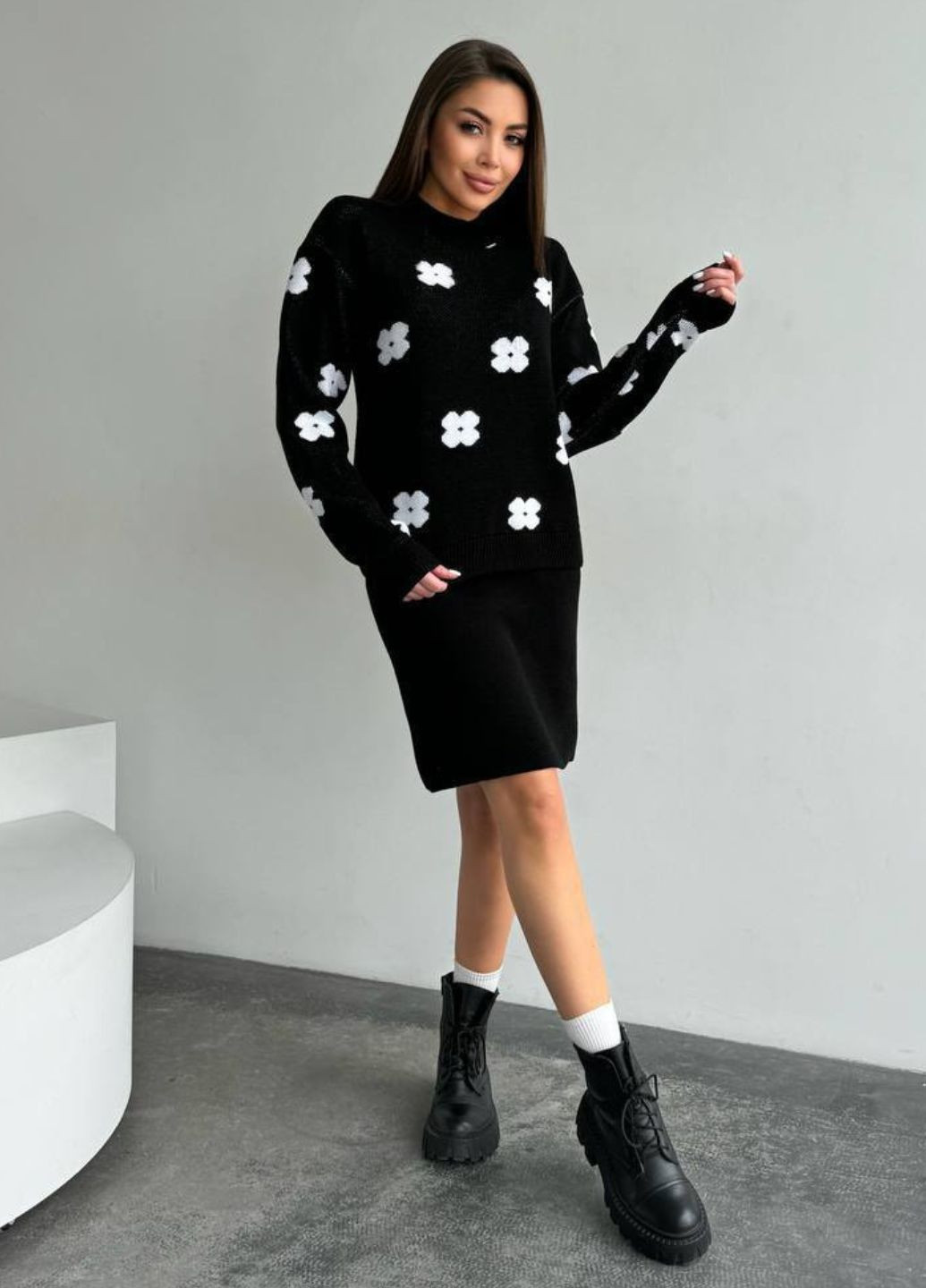 Вязаный костюм двойка: свитер + юбка Allthings (321988675)