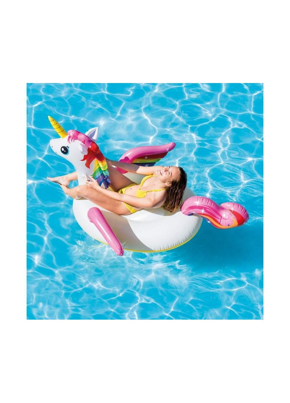 Надувний плотик для катання 57561 «Єдиноріг», 198 х 140 х 102 см, жовтий Intex (323217207)