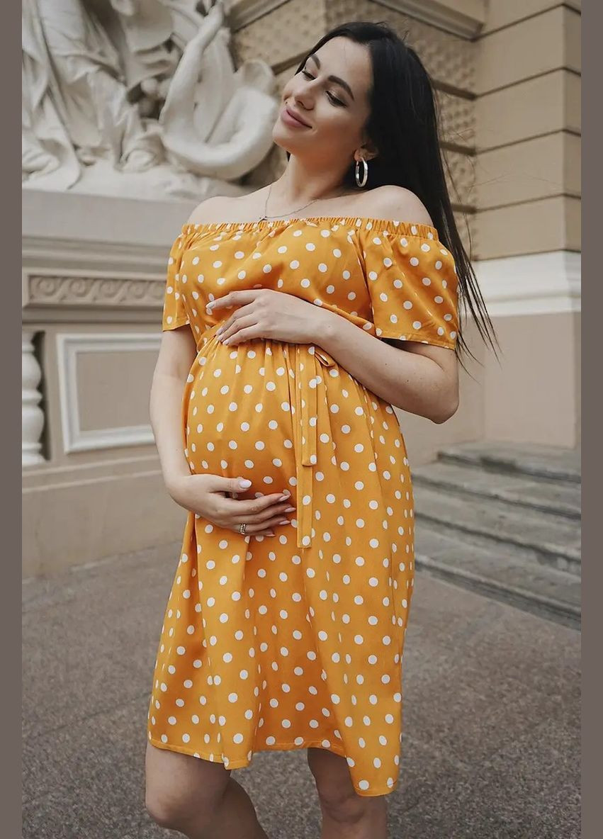 Жовтий жовта в горошок сукня для вагітних з м'якої тканини To Be в горошок