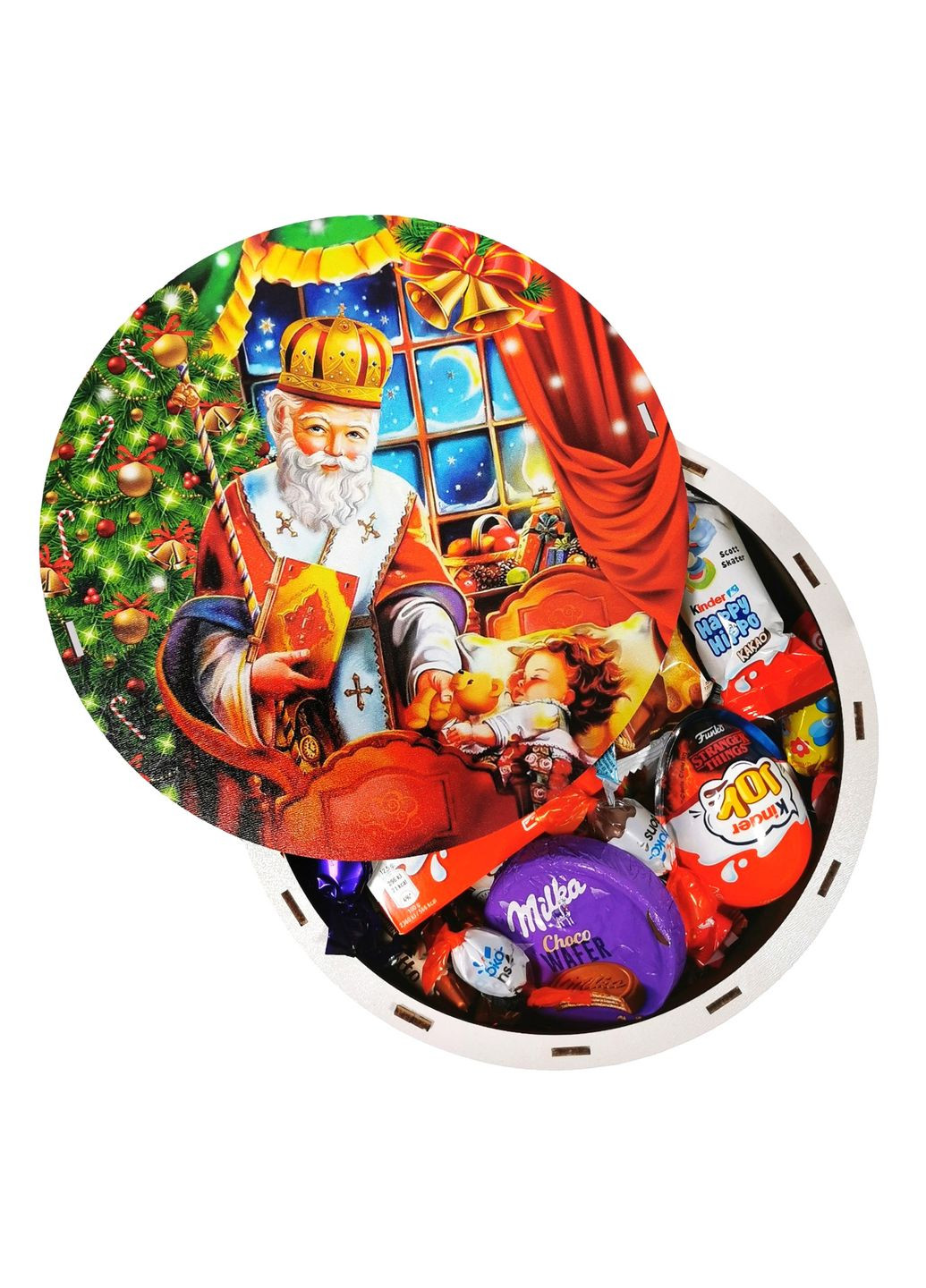 Подарунок №43-1 Milkа & Kinder “Подарунок для чемпіона" 860г (21х21х9 см, у дерев'яній коробці) Унікальна цукерка (372656347)