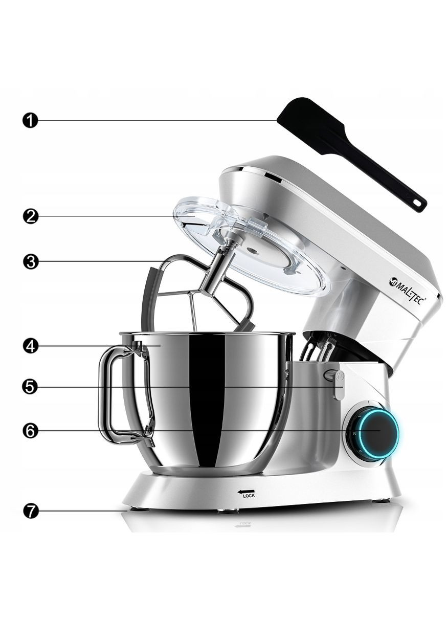 Тістоміс міксер планетарний 2200W Silver Maltec (340072994)