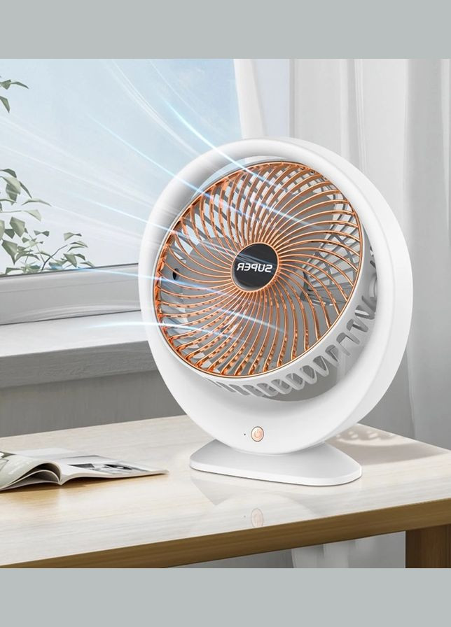 Вентилятор настольний с поворотом 180° 19128 4.5 Вт белый No Brand (364498143)