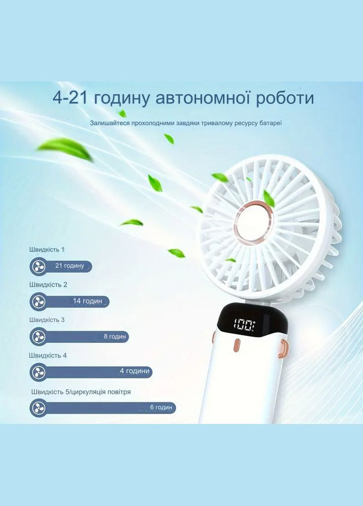 Аккумуляторный портативный вентилятор с циферблатом N15W No Brand (302312188)