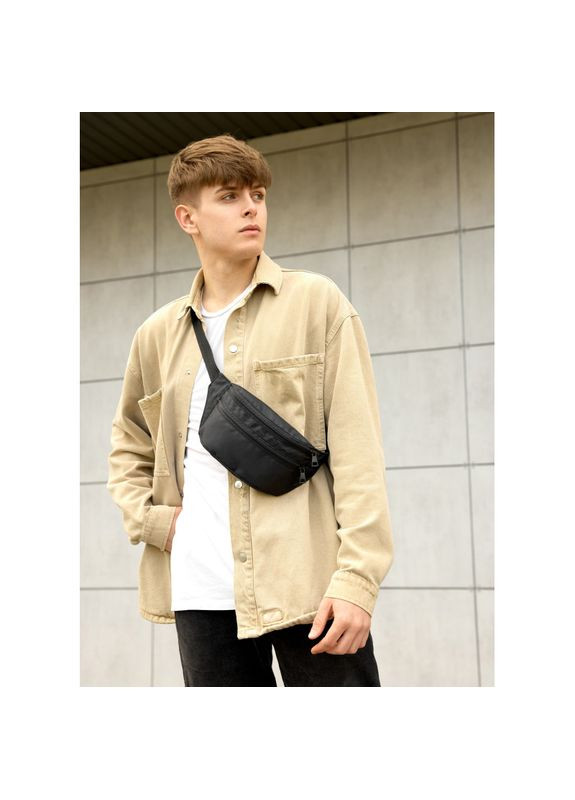 Чоловіча сумка на пояс бананка Tirso чорна тканева Sambag (322870611)