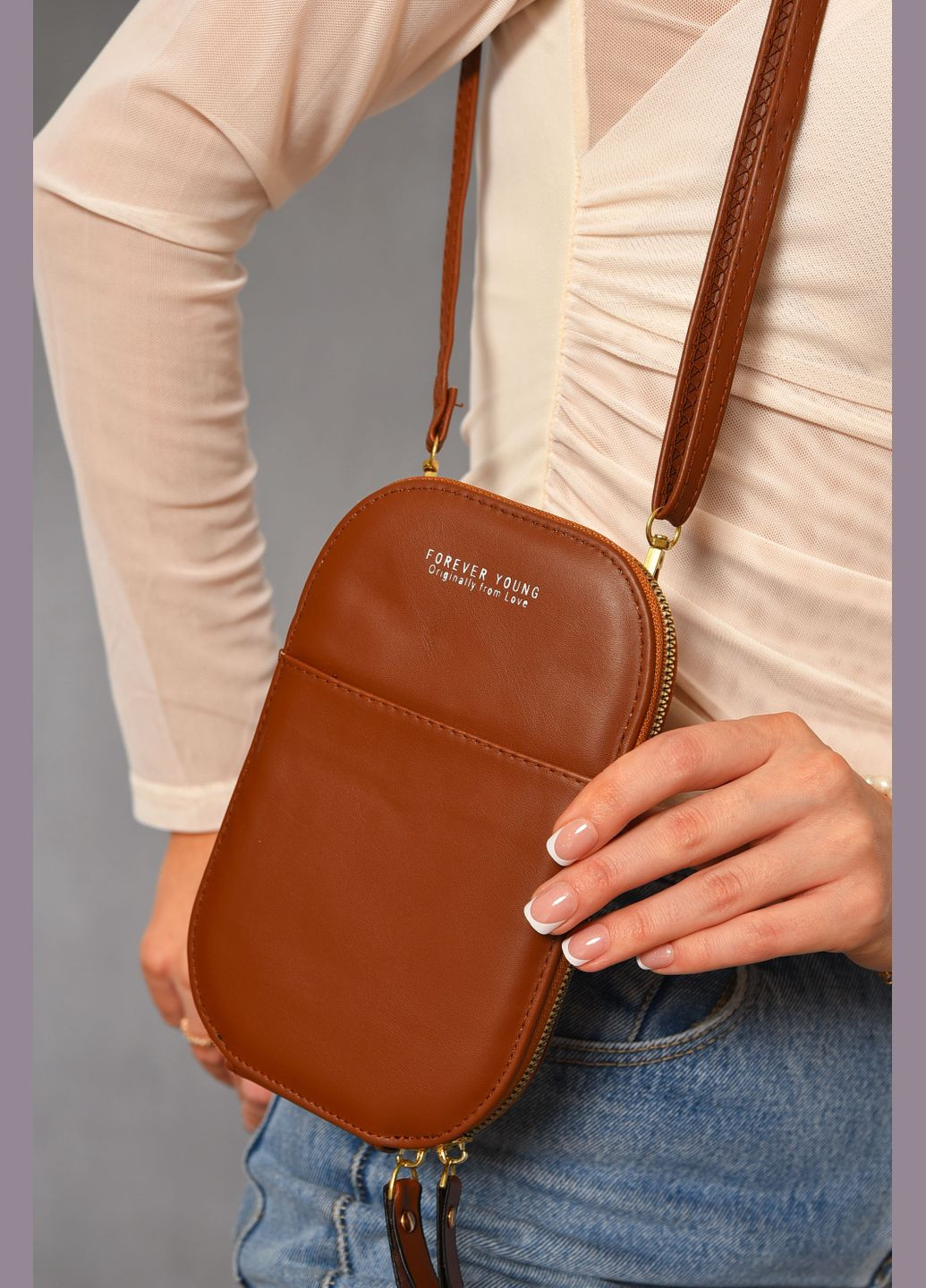 Клатч женский из экокожи коричневого цвета Let's Shop (312374681)