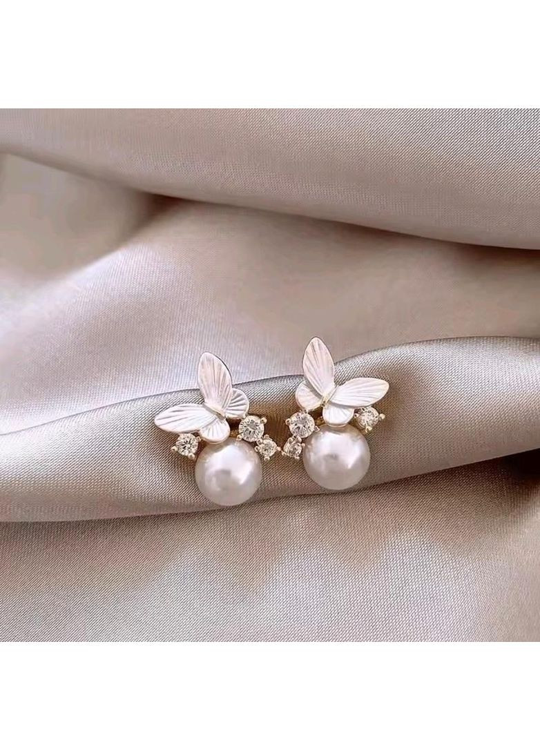 Серьги с жемчужинами, серьги с жемчужинами, серьги с жемчугом, серьги с бабочками, серьги с бабочками Fashion Jewelry (351489042)