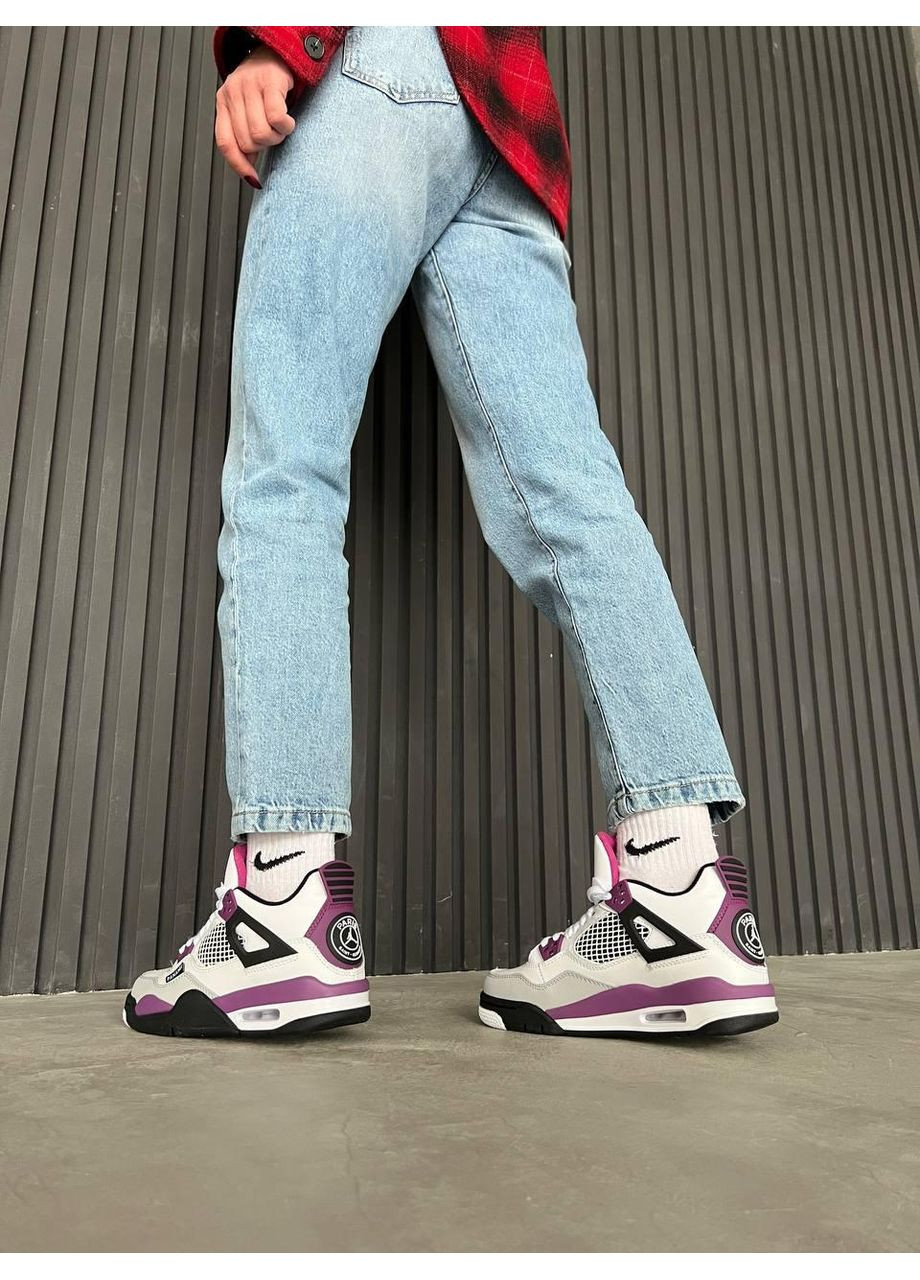 Белые демисезонные кроссовки мужские nike air jordan retro 4 pari stain germain найк аир джордан No Brand