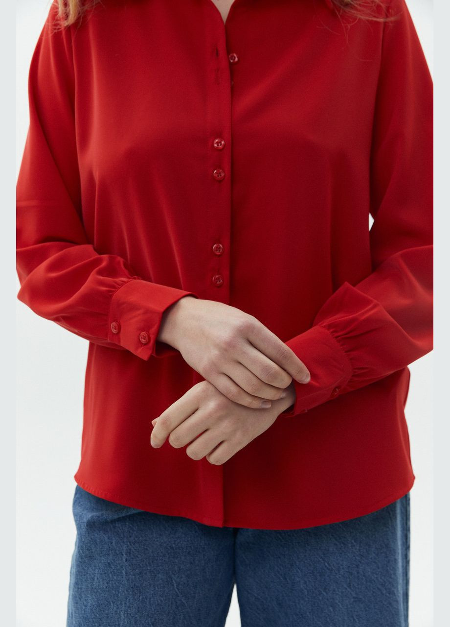 Червона демісезонна блуза жіноча базова червона mkaz6403-6 Modna KAZKA
