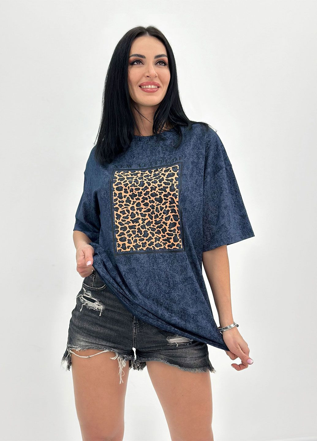 Темно-синяя женская футболка с коротким рукавом Fashion Girl Roar