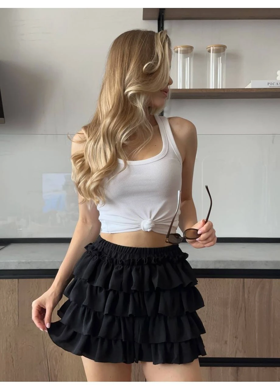 Жіночі шорти з рюшами чорні No Brand - (398259959)