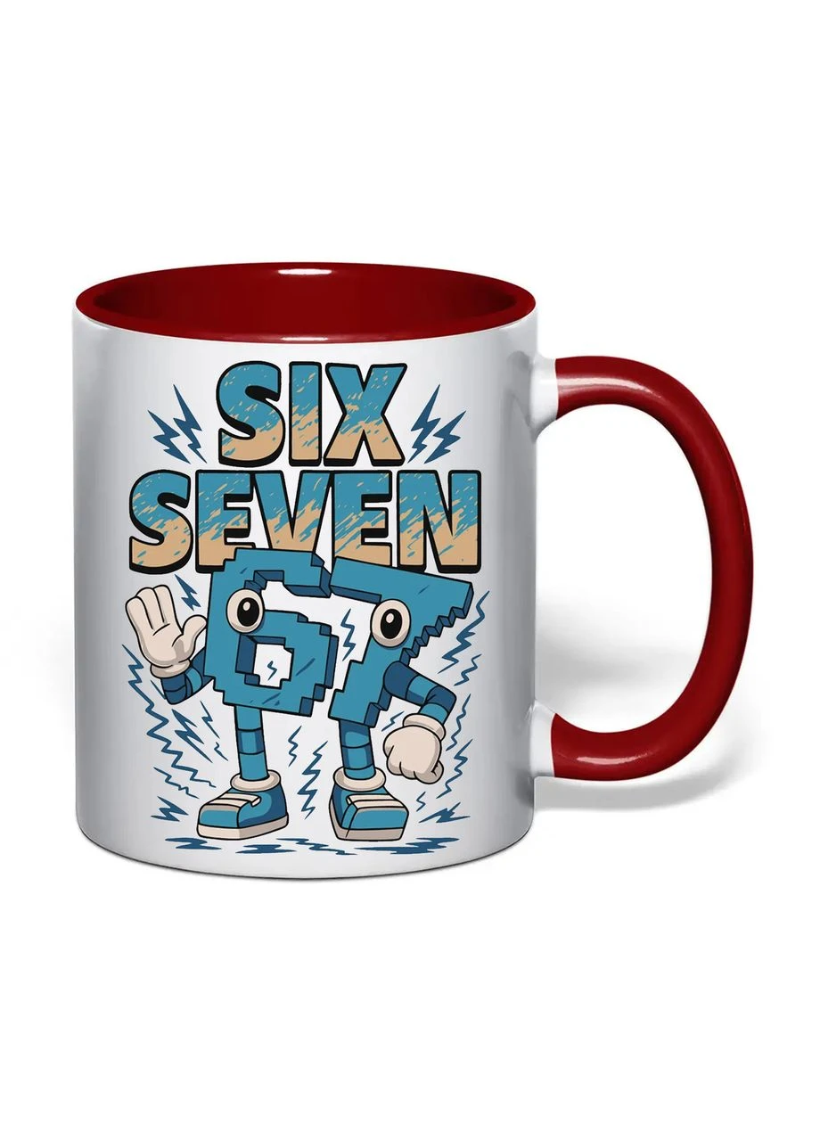 Чашка с печатью "Six seven" №6 330 мл (колір бордовий) (41211) No Brand (391730833)