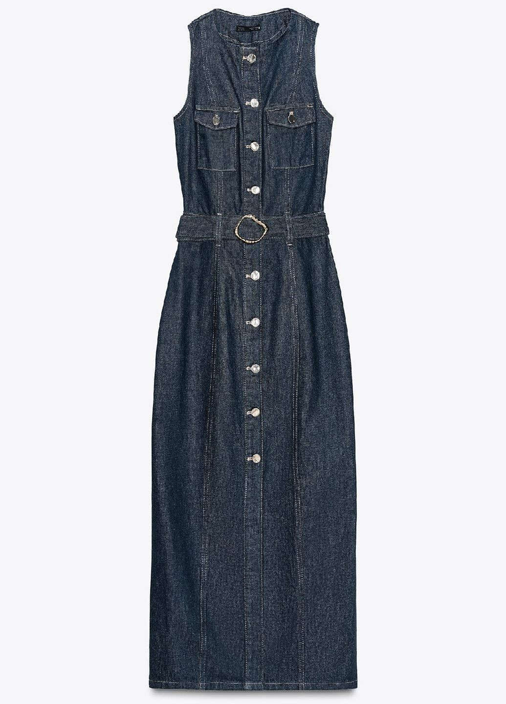 Синее джинсовое платье Zara однотонное