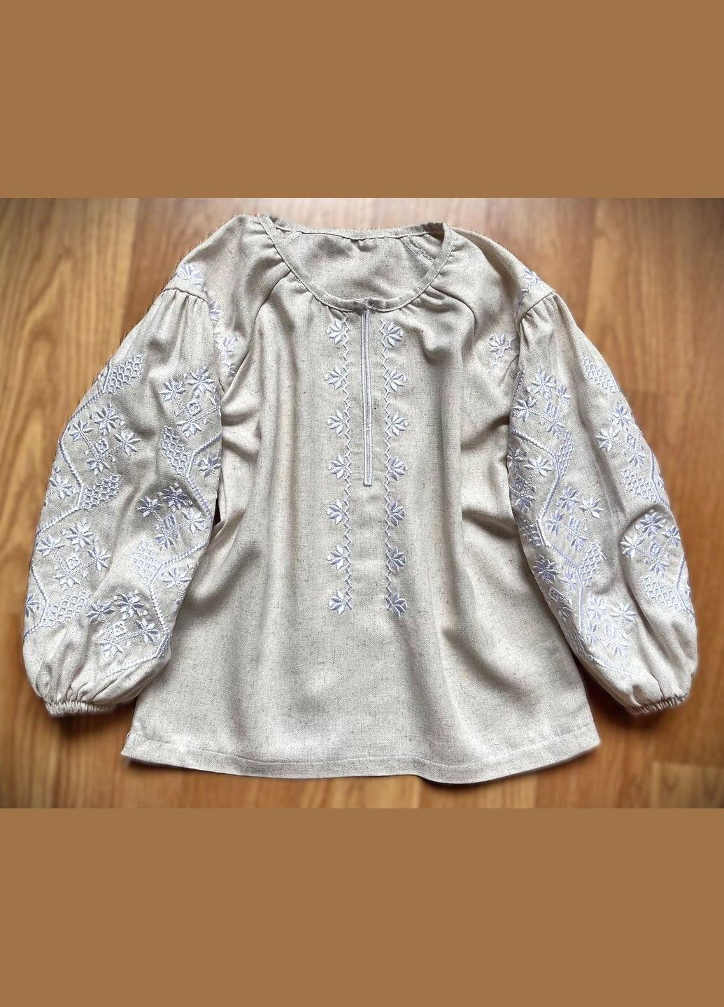 Молочная вышиванка для девочки молочная льняная блуза с белой вышивкой узор орнамент лен (325451633)