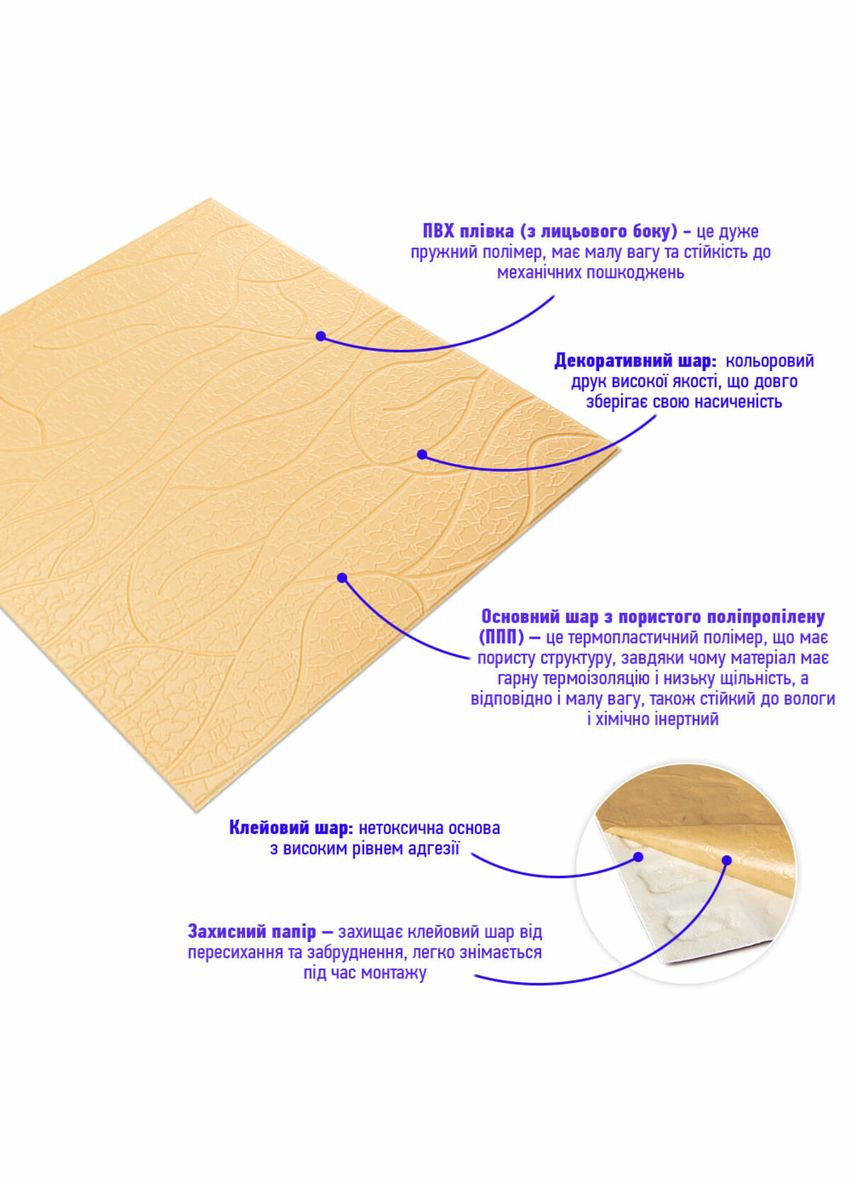 Панель 3D Beige 700*700*6mm (D) SW-00001949 Sticker Wall (316101090)