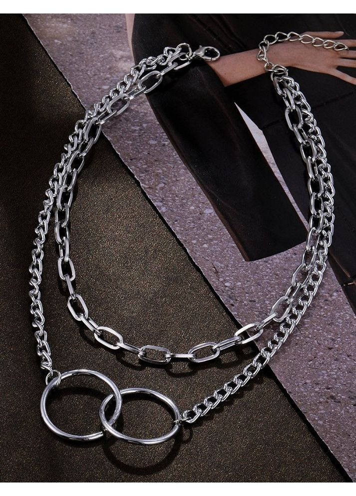 Стильне намисто з ланцюжками і кільцями, 4215 Fashion Jewelry (356775557)