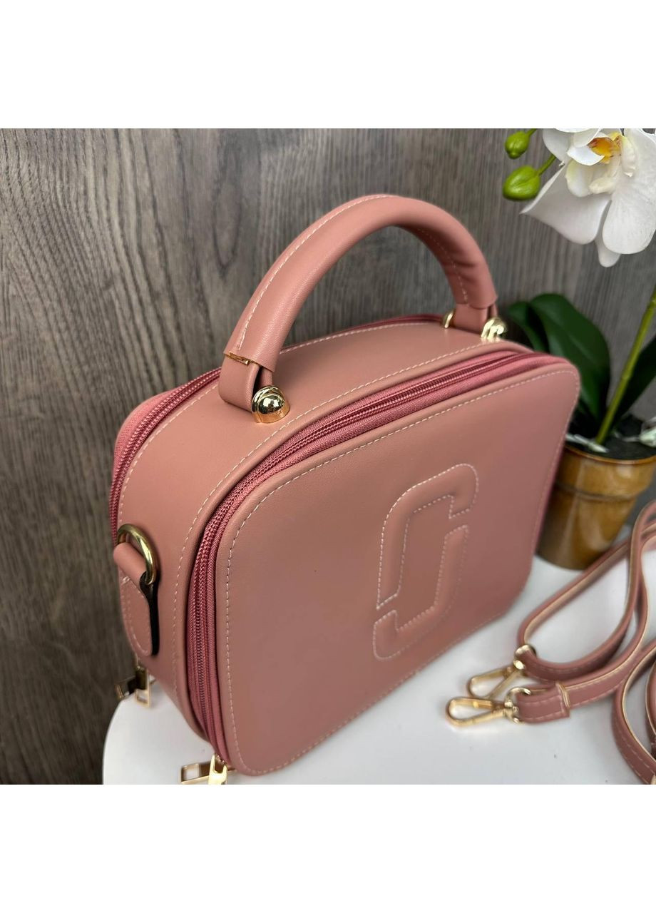 Женская мини сумочка на плечо каркасная экокожа розовая Jacobs (363021906)