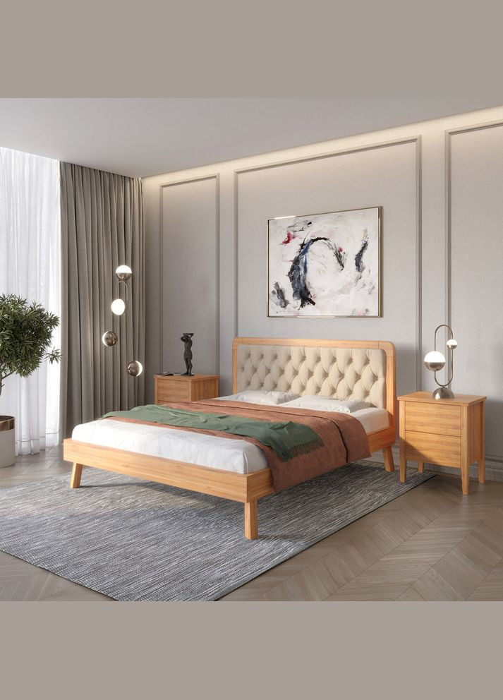 Полуторная деревянная кровать Токио /Аляска 23 (Бежевый) 120х190 см (MBG-4856) Mebigrand (366085618)