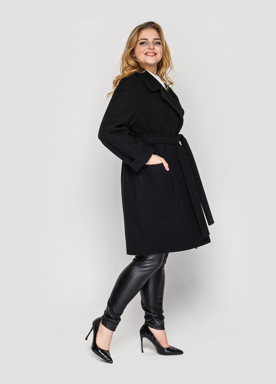 Черное демисезонное Пальто Алсу 56 Черный 0325 Vlavi