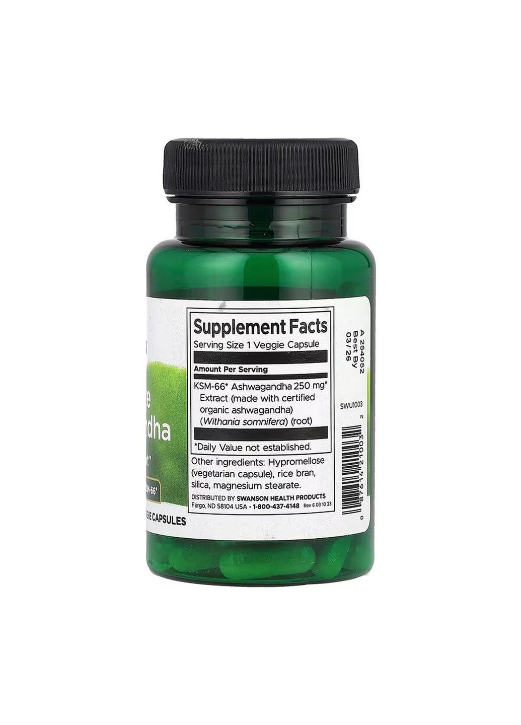 , Ultimate Ashwagandha, 250 мг, 60 растительных капсул Swanson (363256904)