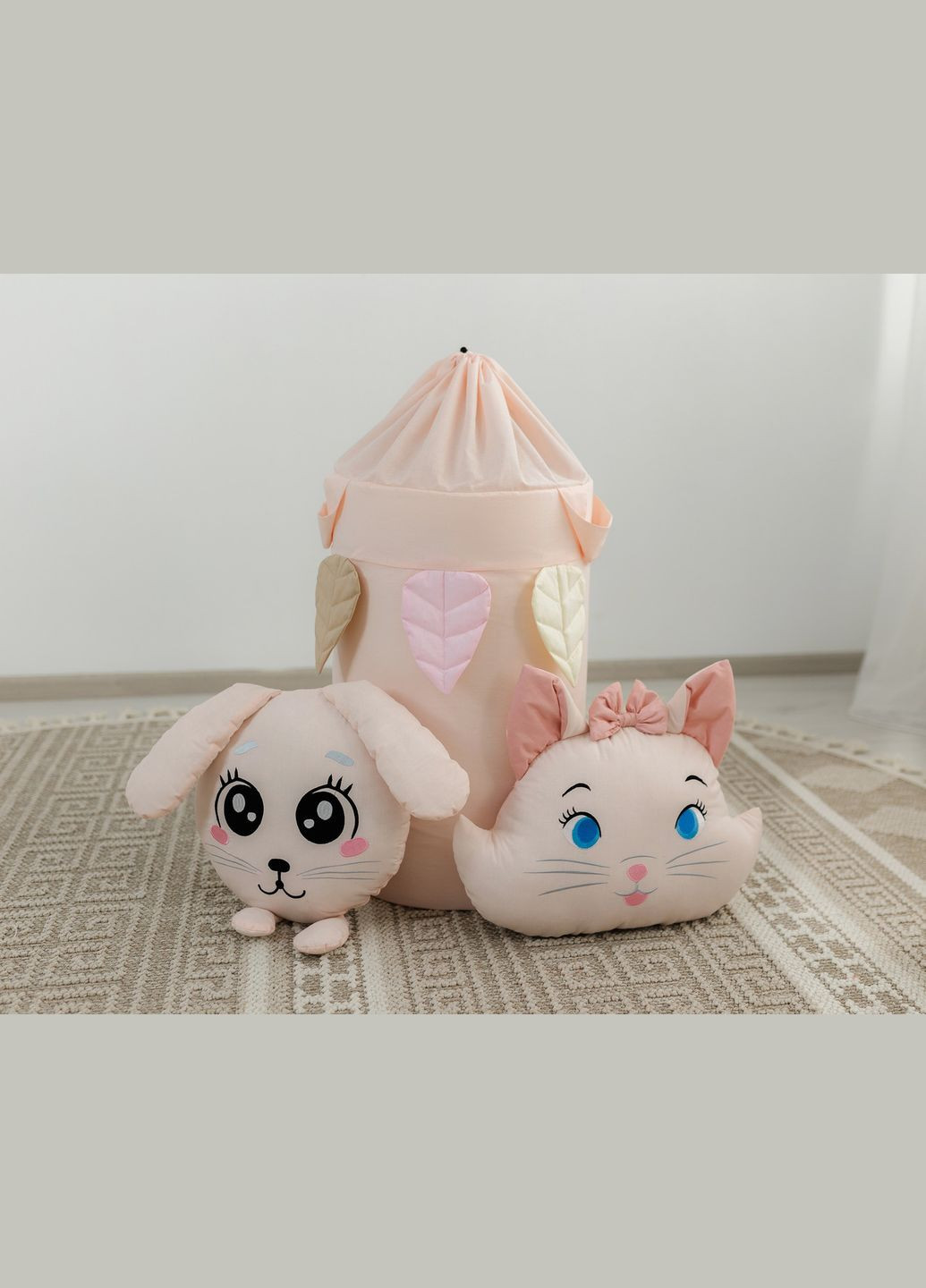 Корзина для игрушек Пушистые друзья Пудровый с затяжкой No Brand (316257204)