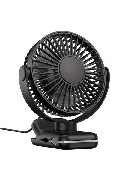 Портативный USB-вентилятор с клипсой и 3 режимами обдува черный China (351854913)