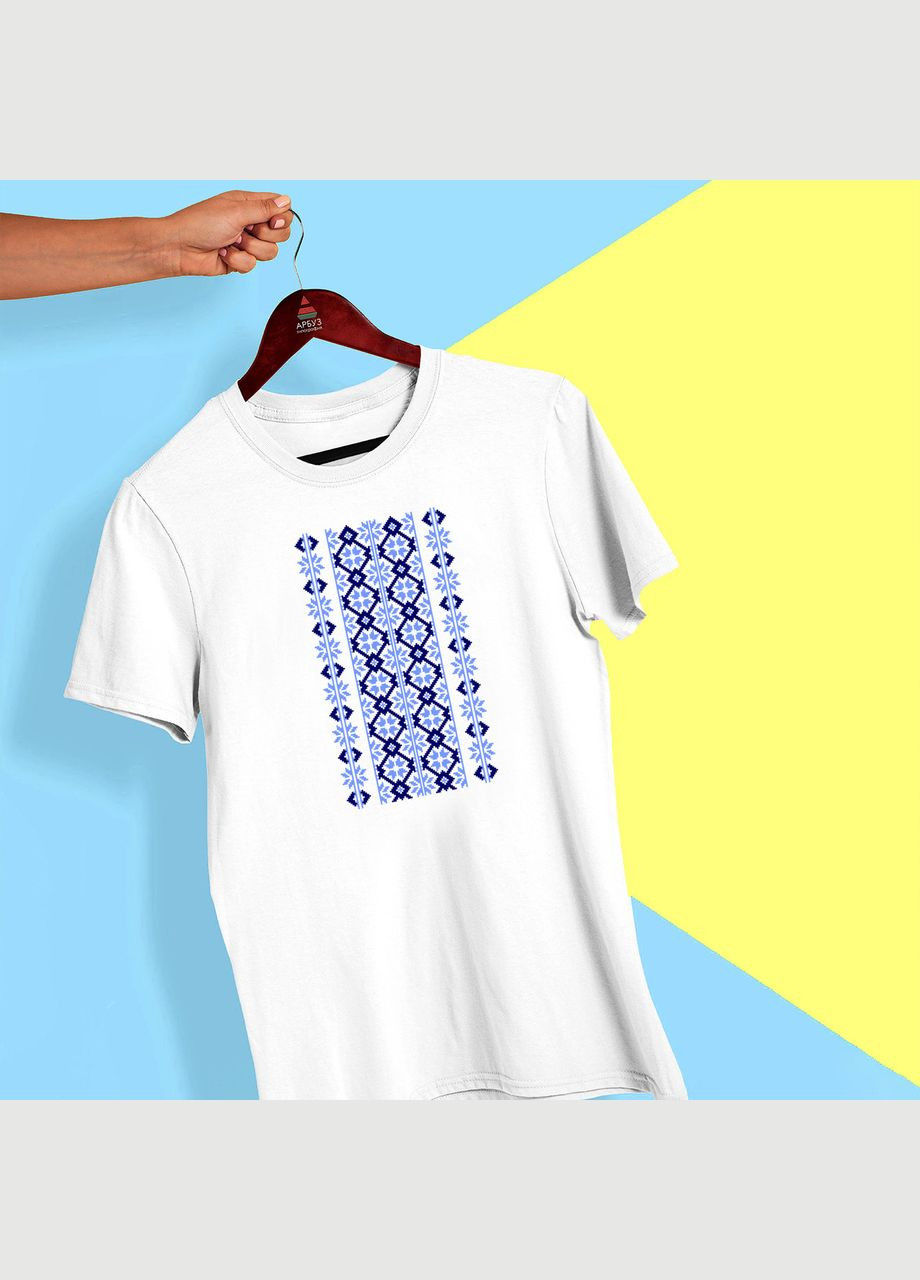 Футболка з принтом "Синій орнамент вишиванки на груди" Кавун футболка (316287973)