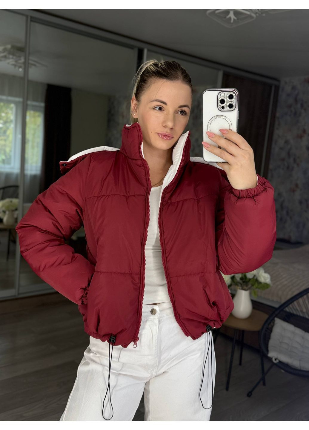 Бордовая женская зимняя куртка Osoblyva