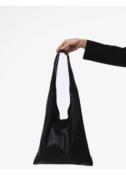 Сумка шоппер жіноча з натуральної шкіри на плече маленька Чорний 39051 The Wings (353302615)