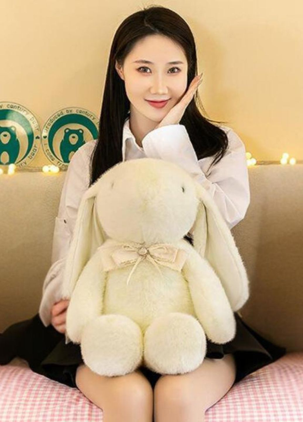 Плюшевий зайчик 55 см м'яка іграшка обіймашка з довгими вушками My Kigu (371995157)