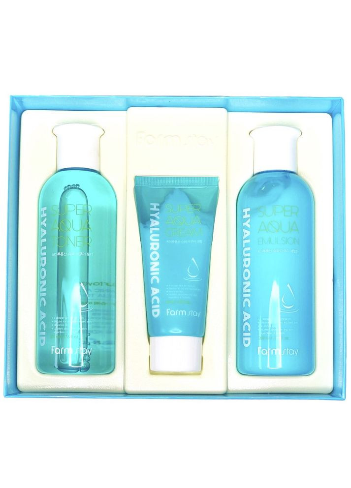 Набір для догляду за шкірою на основі гіалуронової кислоти Hyaluronic Acid Super Aqua Skin Care 3 Set (8809426959457) FarmStay (349754186)