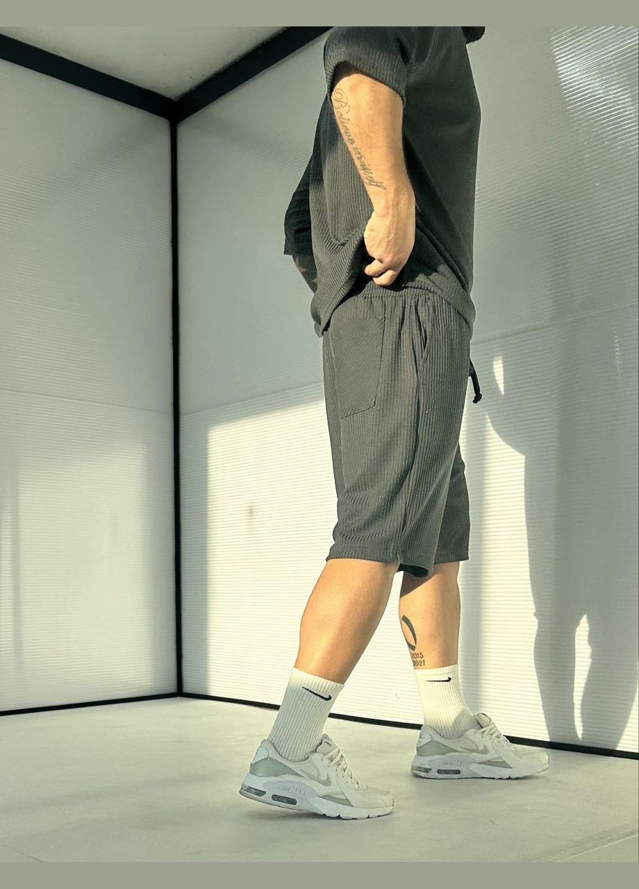 Графитовый летний костюм мужской - двойка, шорты + футболка с шортами JUGO NN_brand № 2059