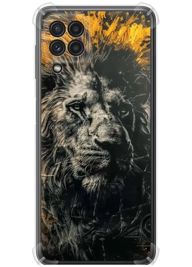 Силикон с усиленными углами чехол 'Лев в золотых красках' для Endorphone Samsung Galaxy M32 M325F (297661788)
