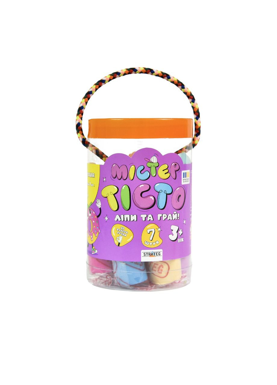 Набір маси для ліплення для дітей 3+ Містер Тісто 7 кольорів, безпечний розвивальний для творчості Strateg (362439405)