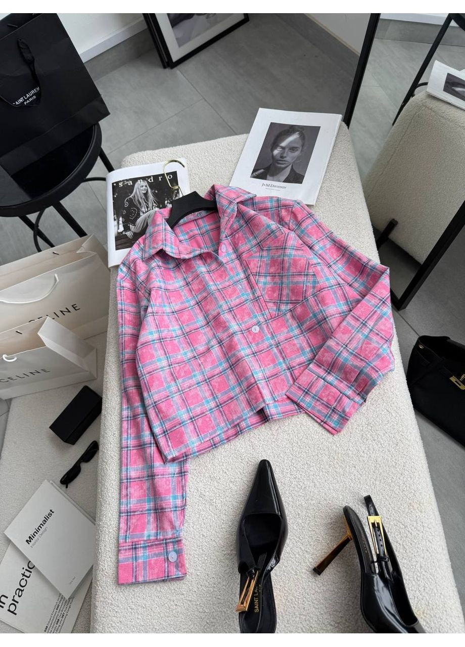 Розовая повседневный, кэжуал рубашка в клетку No Brand