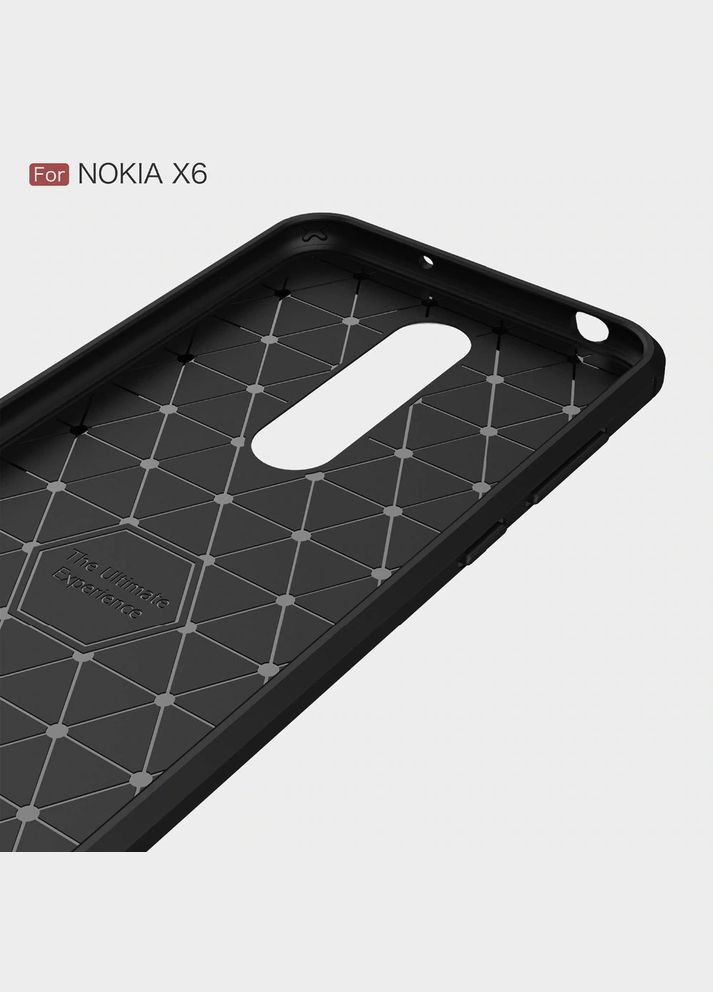 Силіконовий чохол для Nokia 6.1 plus/ Nokia x6 Чорний бампер під карбон Viseaon (322211992)